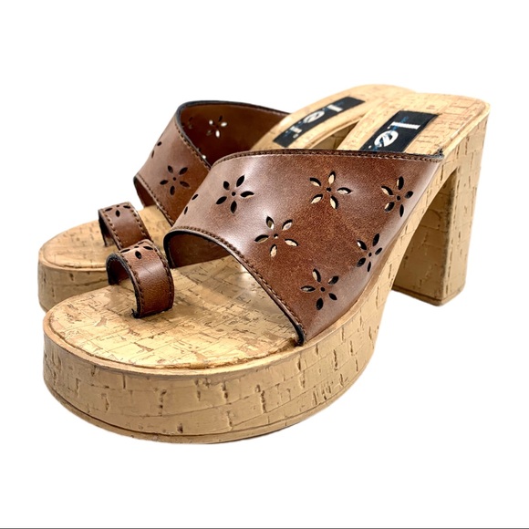 Vintage LEI 90s Y2K Chunky Heel Platform Slides 7 - Picture 13 of 16